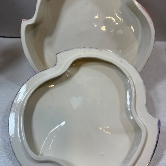 VTG Hand Painted 2 Piece Floral Ceramic Box w/Lid 9" - Picture 4 of 15